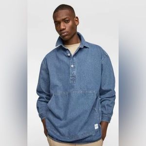 Men’s Zara Pouch Pocket Denim Pullover Size Medium